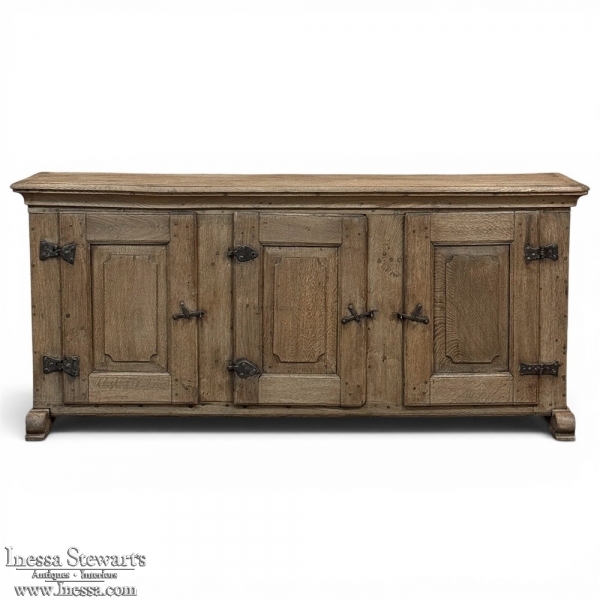 18th Century Dutch Rustic Oak Buffet ~ Credenza with Wrought Iron