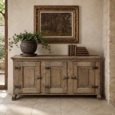 18th Century Dutch Rustic Oak Buffet ~ Credenza with Wrought Iron