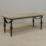 Antique Country French Stripped Oak and Hand Forged Iron Coffee Table
