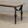 Antique Country French Stripped Oak and Hand Forged Iron Coffee Table