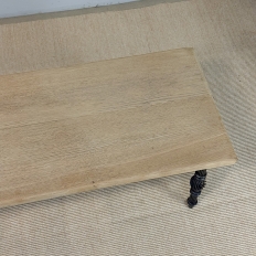 Antique Country French Stripped Oak and Hand Forged Iron Coffee Table