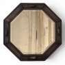 English Art Deco Octagonal Oak Wall Mirror with Beveled Glass