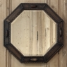 English Art Deco Octagonal Oak Wall Mirror with Beveled Glass
