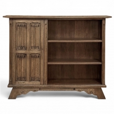 Vintage Dutch Gothic Revival Oak Barrister's Bookcase