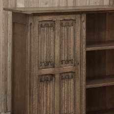 Vintage Dutch Gothic Revival Oak Barrister's Bookcase