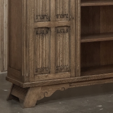 Vintage Dutch Gothic Revival Oak Barrister's Bookcase