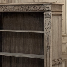 19th Century Renaissance Revival Stripped Oak Open Bookcase