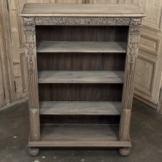 19th Century Renaissance Revival Stripped Oak Open Bookcase