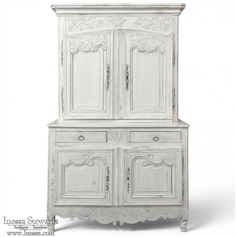 18th Century Country French Painted Buffet a Deux Corps