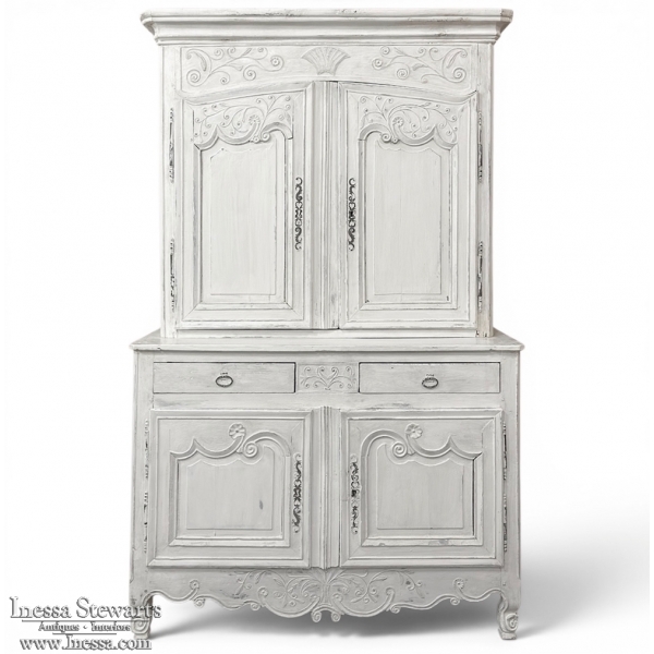 18th Century Country French Painted Buffet a Deux Corps