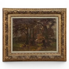 19th Century Belgian Landscape 'Autumn Village' by Victor de Buck (1855-1914)