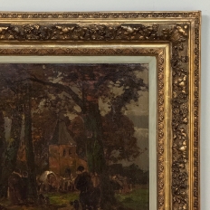 19th Century Belgian Landscape 'Autumn Village' by Victor de Buck (1855-1914)
