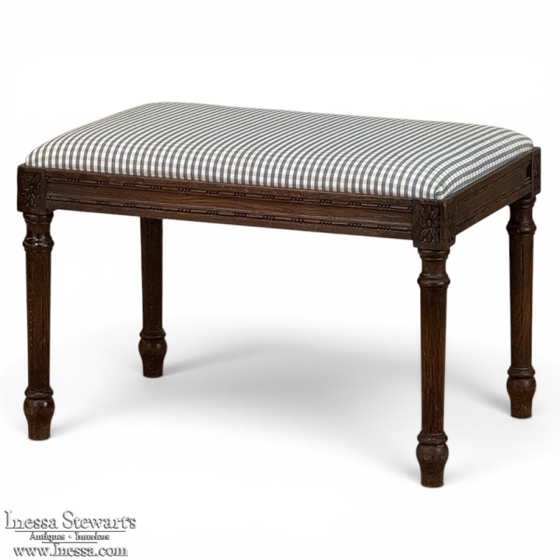 Antique French Louis XVI Style Walnut Vanity Stool ~ Piano Bench