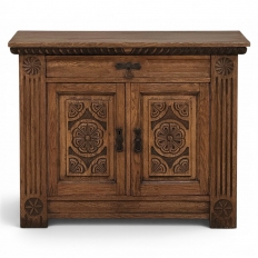 Vintage Neo-Gothic Oak Petite Cabinet