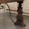 Mid Century Spanish Walnut Sofa Table ~ Console with Hand Forged Iron Stretcher
