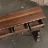 Mid Century Spanish Walnut Sofa Table ~ Console with Hand Forged Iron Stretcher