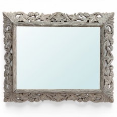 Antique French Renaissance Hand-Carved Ceruse Oak Mirror