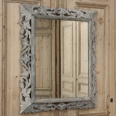 Antique French Renaissance Hand-Carved Ceruse Oak Mirror