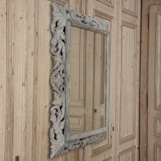 Antique French Renaissance Hand-Carved Ceruse Oak Mirror