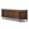 Grand French Louis XVI Mahogany Round-Sided Buffet with Carrara Marble