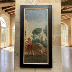 18th Century French Breton Boiserie Panel Oil on Canvas in Napoleon III Frame