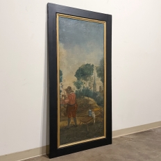18th Century French Breton Boiserie Panel Oil on Canvas in Napoleon III Frame