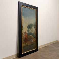 18th Century French Breton Boiserie Panel Oil on Canvas in Napoleon III Frame