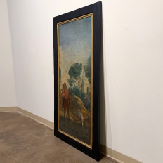 18th Century French Breton Boiserie Panel Oil on Canvas in Napoleon III Frame