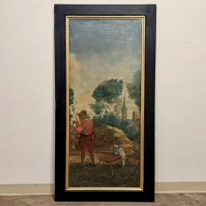 18th Century French Breton Boiserie Panel Oil on Canvas in Napoleon III Frame