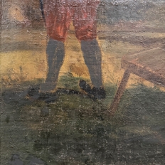 18th Century French Breton Boiserie Panel Oil on Canvas in Napoleon III Frame