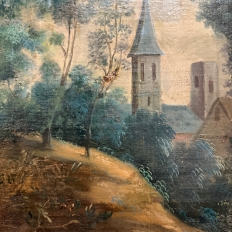 18th Century French Breton Boiserie Panel Oil on Canvas in Napoleon III Frame