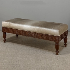 Antique French Louis XVI Style Mahogany Upholstered Bench