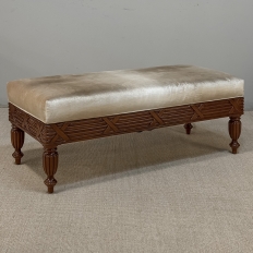 Antique French Louis XVI Style Mahogany Upholstered Bench