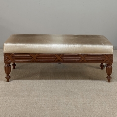 Antique French Louis XVI Style Mahogany Upholstered Bench