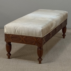 Antique French Louis XVI Style Mahogany Upholstered Bench