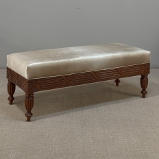 Antique French Louis XVI Style Mahogany Upholstered Bench