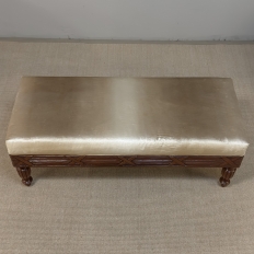 Antique French Louis XVI Style Mahogany Upholstered Bench
