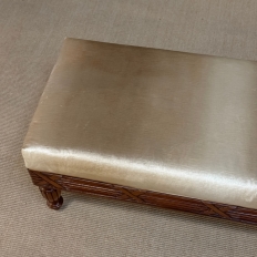 Antique French Louis XVI Style Mahogany Upholstered Bench
