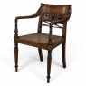 19th Century British Mahogany Edwardian Hand-Carved Armchair