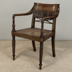 19th Century British Mahogany Edwardian Hand-Carved Armchair