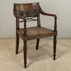 19th Century British Mahogany Edwardian Hand-Carved Armchair