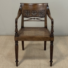 19th Century British Mahogany Edwardian Hand-Carved Armchair
