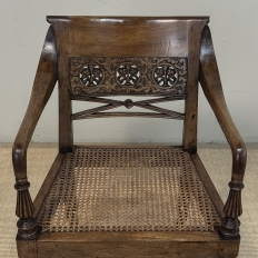 19th Century British Mahogany Edwardian Hand-Carved Armchair