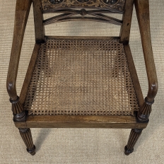 19th Century British Mahogany Edwardian Hand-Carved Armchair