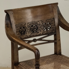 19th Century British Mahogany Edwardian Hand-Carved Armchair