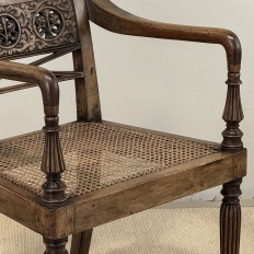 19th Century British Mahogany Edwardian Hand-Carved Armchair