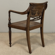 19th Century British Mahogany Edwardian Hand-Carved Armchair