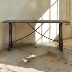 19th Century Spanish Walnut Console ~ Sofa Table with Wrought Iron
