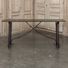19th Century Spanish Walnut Console ~ Sofa Table with Wrought Iron