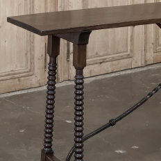 19th Century Spanish Walnut Console ~ Sofa Table with Wrought Iron